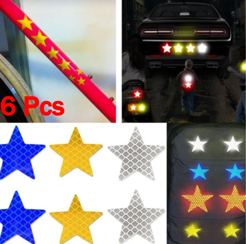 Reflective Star Decals for Helmets Bikes E-Scooters High Visibility Safety Adhesive Vinyl Easy Apply Night Riding Protection