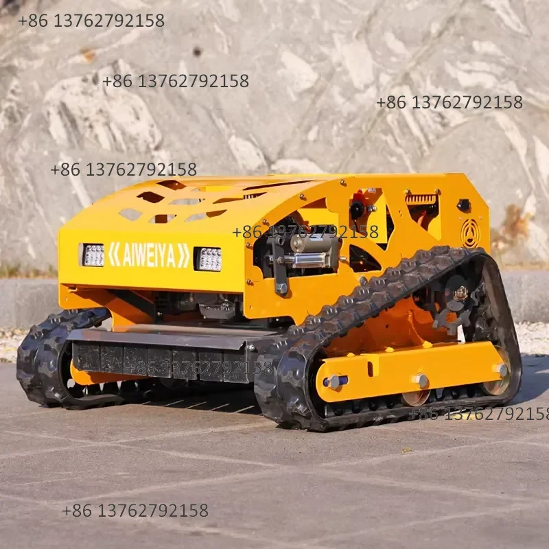 【2026】 Remote Control, Non Breakable Rubber Track, All Terrain zero Rotation Intelligent Multifunctional Lawn Mower, Weed