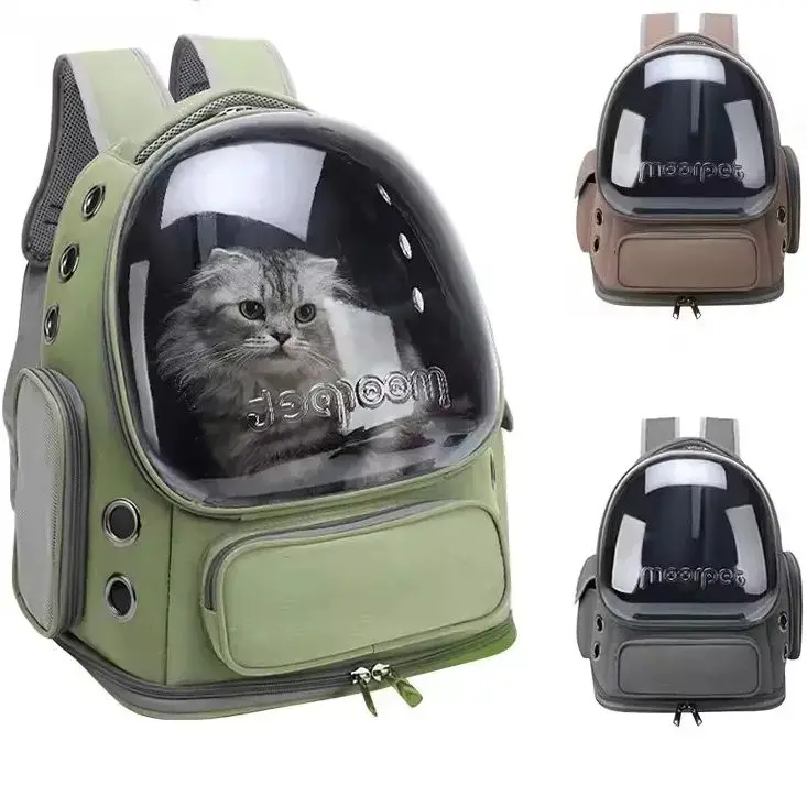 Bolsa transportadora transparente para gatos, mochila de viaje al aire libre para gatos, perros pequeños, bolsa de transporte transpirable para gatos, suministros para mascotas