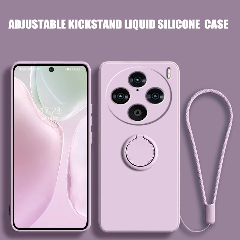 Fall für Vivo X100 Pro Flüssigkeit Silikon Ring Halter Weiche Telefon Haut Abdeckung für Vivo X90 Pro Plus Upgrade Stoßfest Zurück Fundas