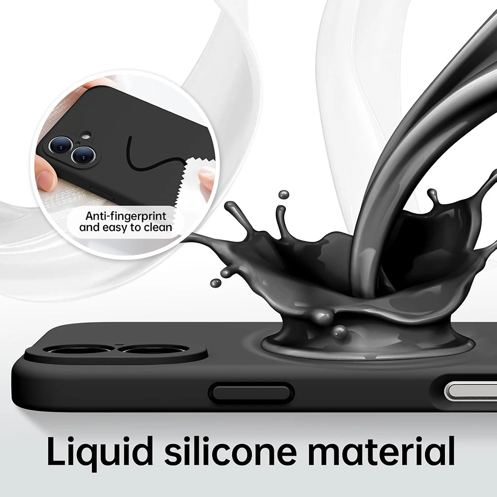 Black Shockproof Silicone TPU Phone Case For Iphone 16 Pro Max 16 Plus Protective Lens Cover Case