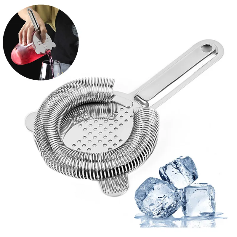 1 PC 304 Stainless Steel Cocktail Strainer Bartender Wine Cup Ice Cube Filter Julep Strainer Barware Bar Kitchen Accessories