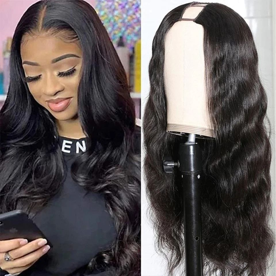 Rebecca Glueless Body Wave U Part Human Hair Wigs For Women Natural Black Color Brazilian Body Wave Human Hair V Part Wigs