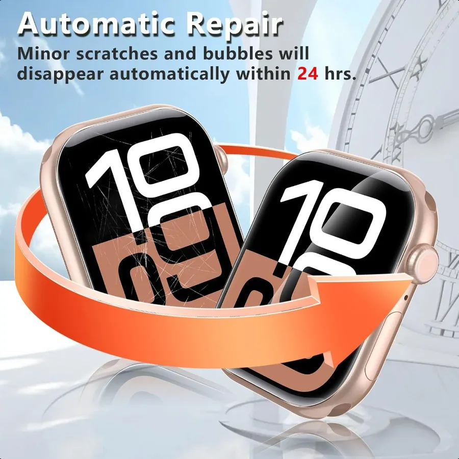 Confezione da 8 pellicole protettive compatibili con Apple Watch Series 10 Pellicola proteggi schermo in TPU trasparente HD da 42 mm compatibile con Apple Watch