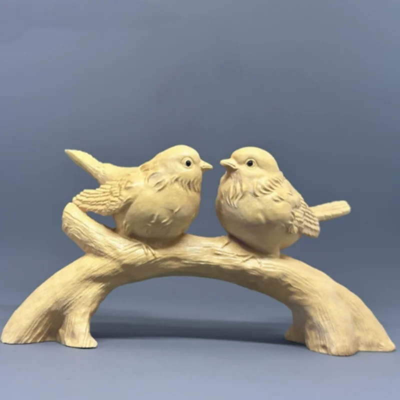 

Exquisite boxwood carving bird statue ornament home living room desktop decoration creative gift handicraft