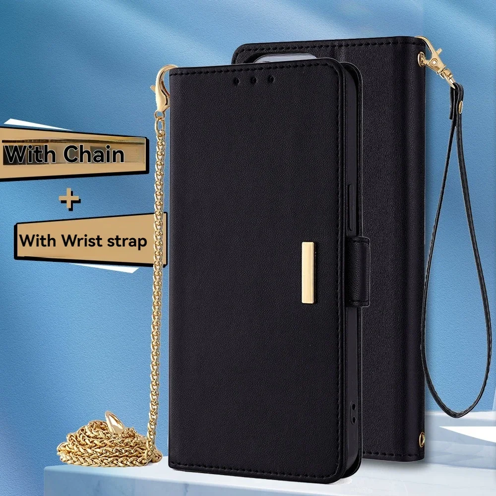 

Detachable Wrist Rope and Shoulder Strap Magnetic Flip Phone Cover for Xiaomi 17 Pro Max with Built-in Wallet Card Case Slots