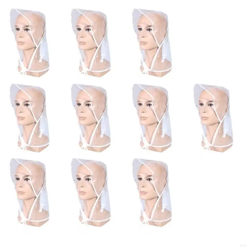 B95F قبعة المطر البلاستيكية العملية للطقس الممطر ارتداء غطاء المطر مقاوم للماء غطاء المطر مقاوم للماء مع أقنعة كاملة