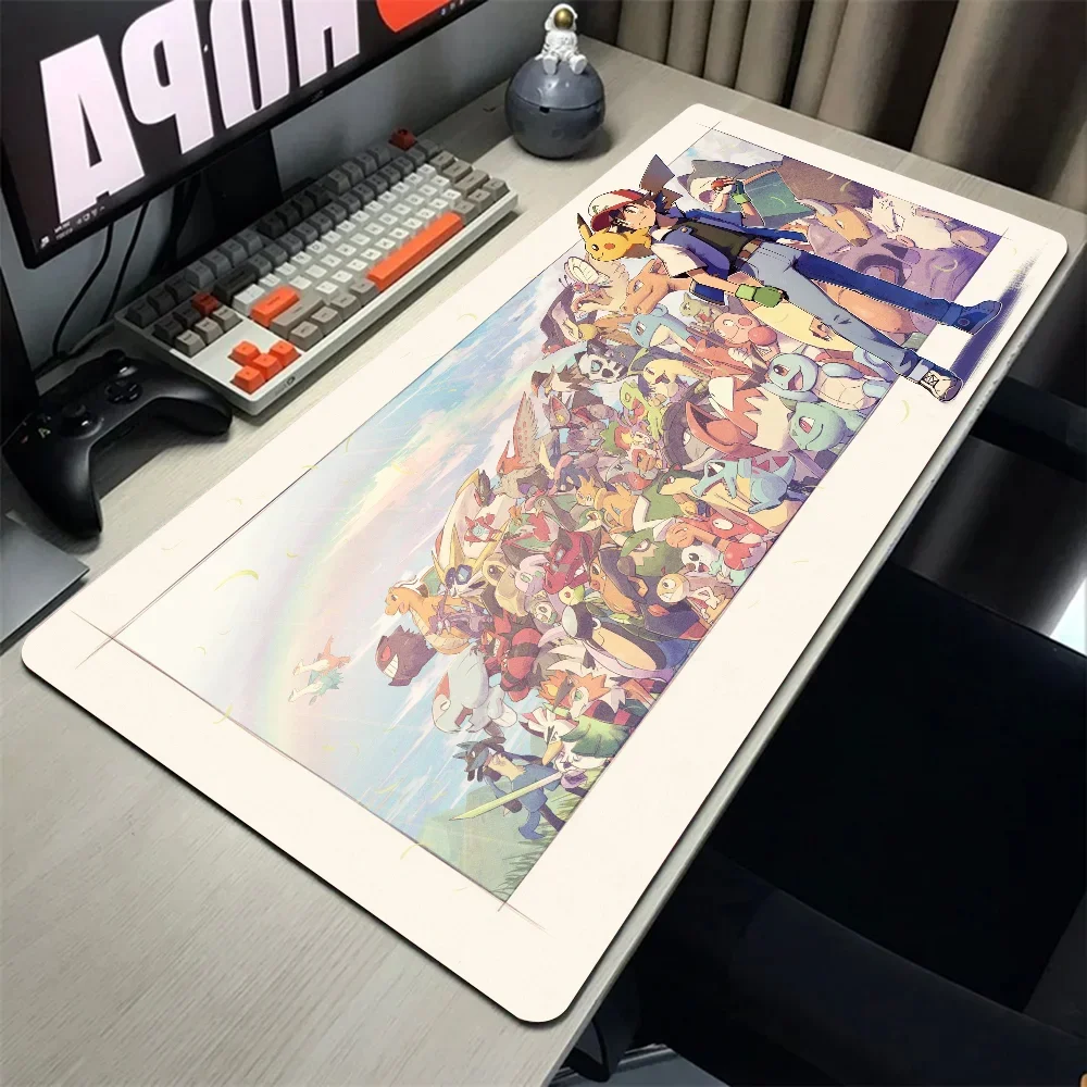 P-Pokemon Game Anime Battle Mousepad Mouse Mat حصيرة مكتبية مع وسادة ملحقات الألعاب Prime Gaming XXL لوحة المفاتيح حصيرة الحشو