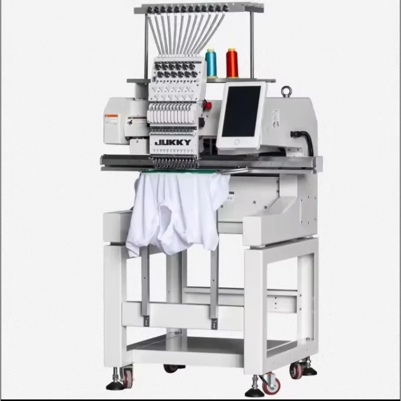 Jukky 15/12 Single Head Automatic Embroidery Sewing Machine Best Price Computerized For Hat & T-Shirt For Embroidery Industry