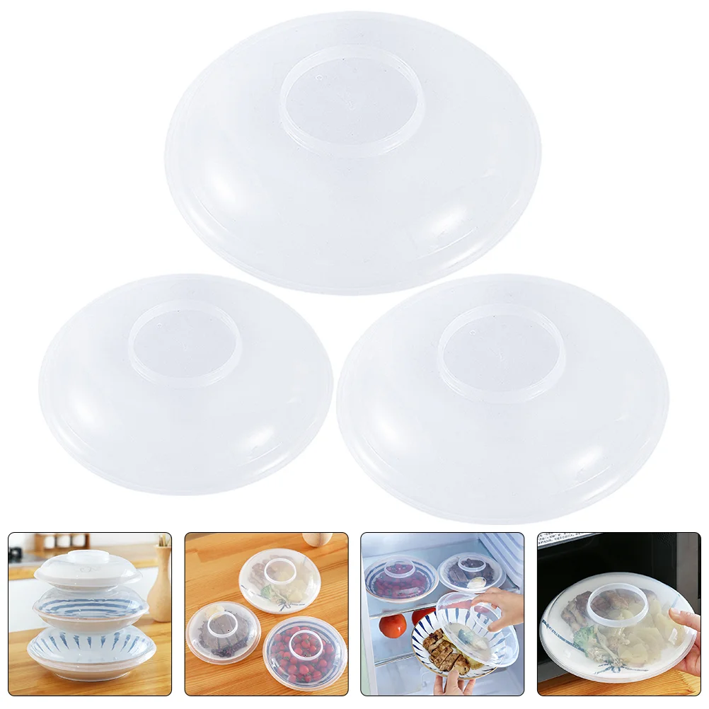 

3 Pcs Microwave Heating Lid Easy to Clean Food Cover Splatter Covers Home Oven Transparent Kitchen Preservation Supply Plastic