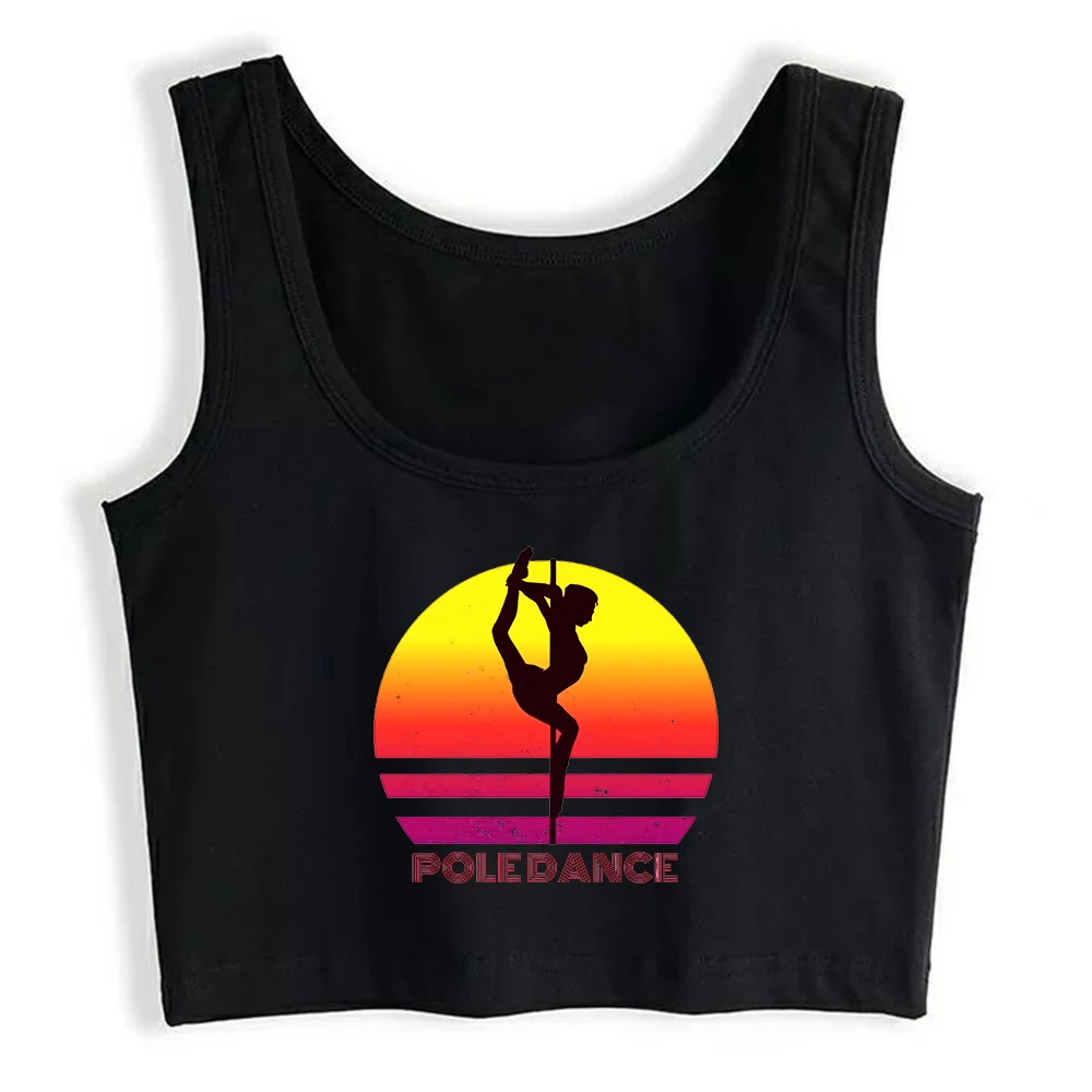 Pole Dance Graphic Harajuku Print Sexy Slim Fit Crop Top Girl's Sports Fitness Workout Tank Top Dancer Pole Cotton Camisole