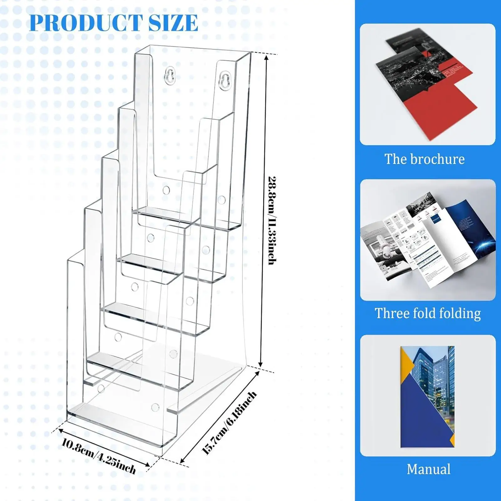 حامل كتيب أكريليك واضح 5-Tier المنظم 2 قطعة كتيب نشرة حامل رف لبطاقات طاولة مضادة مكتب منطقة الاستقبال #6