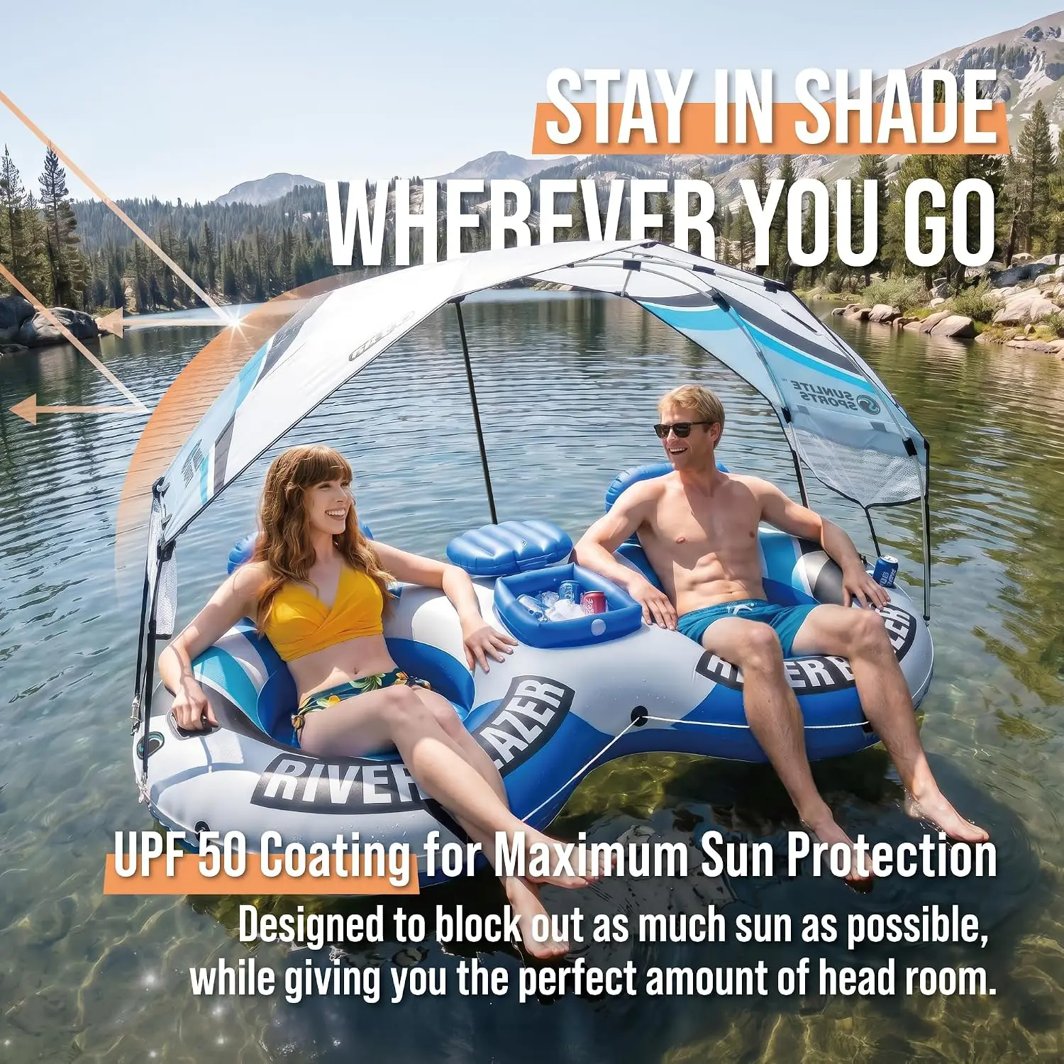 Heavy Duty Inflatable River Tube Float - Premium Pool Lake Water Tubes for Recreational Floating, River Raft Lounge Floatie with 2 Cup Holders