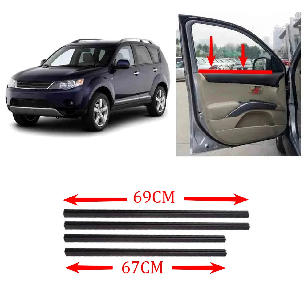 4 Pcs Inner Black Window Glass Rubber for Outlander 2007-2012 CW 5727A258 Protect Weather Strip for Peugeot 4007 Airtrek 2nd
