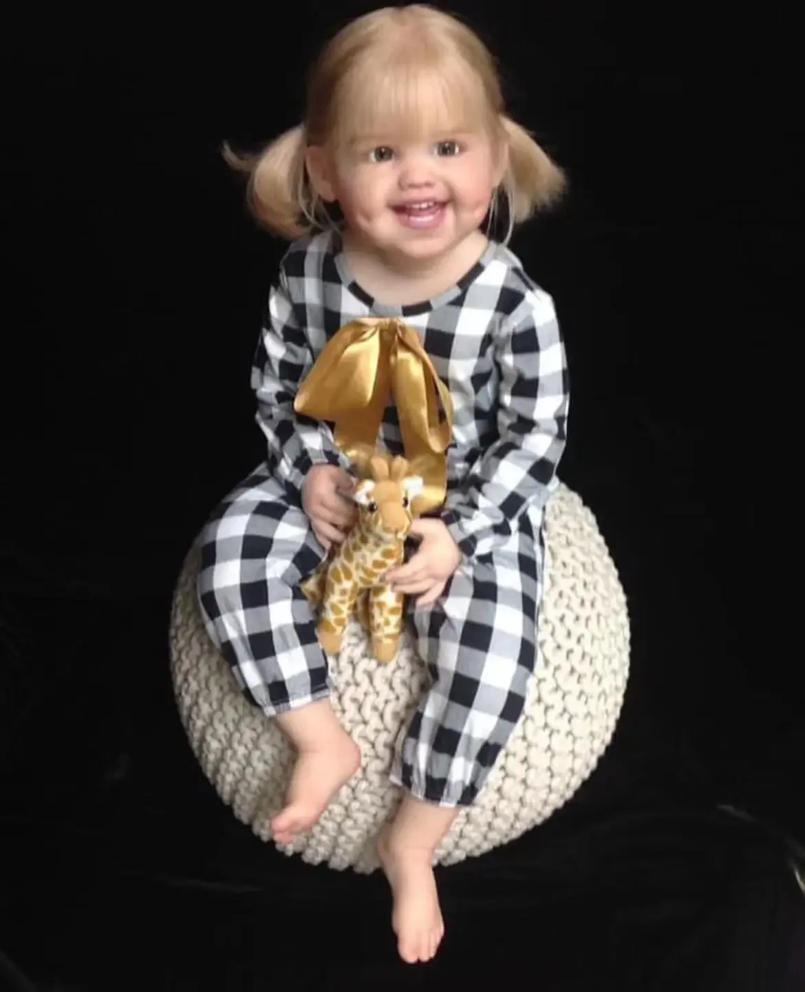 SINO-BB Limited Supply 32''Huge Girl Reborn Baby Dimple With Hand-Rooted Blond Hair Already Finished Dolls Christmas Gift