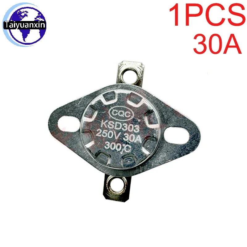 1PCS 30A 250V Ceramic Thermostat KSD301/KSD303 40-300 Degrees M4 Screw Hole Temperature Control Switch Self Reset