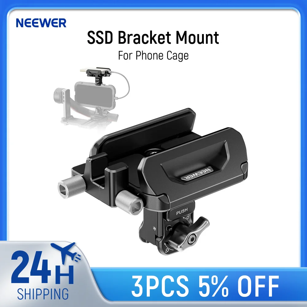 

Neewer SSD Holder Quick Release SSD Bracket Mount For Phone Cage for iPhone 15/16 Pro Max Samsung S24 Ultra T9 T7 T5 SanDisk