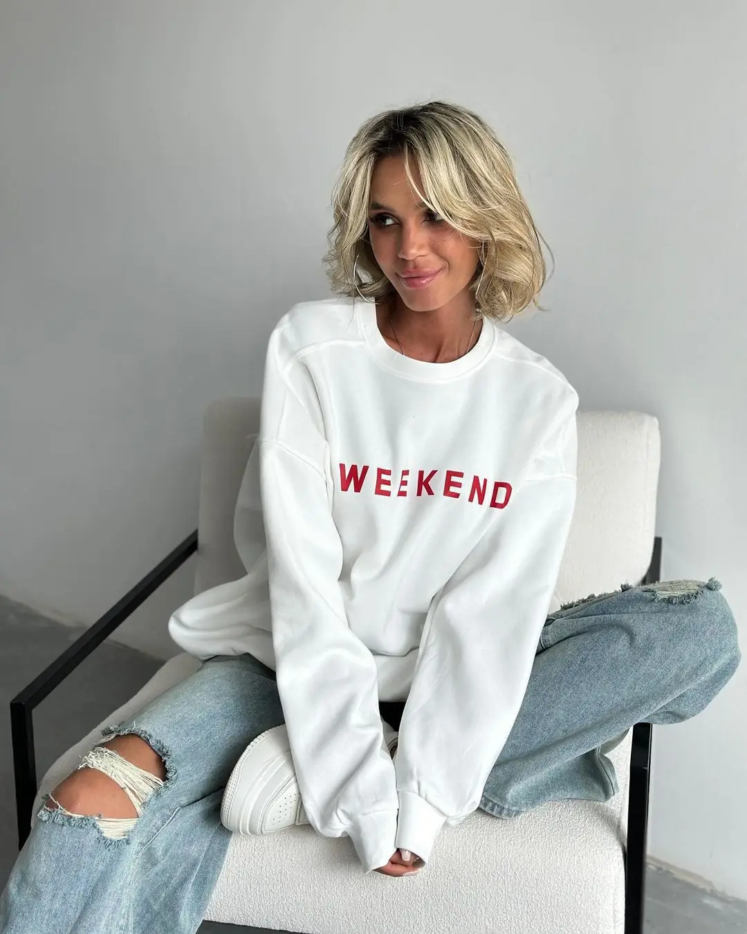 موضة رسالة طباعة س الرقبة فضفاضة هوديس المرأة ربيع 2026 كم طويل البلوز القمم الشارع الشهير بلوزات الإناث غير رسمية #3