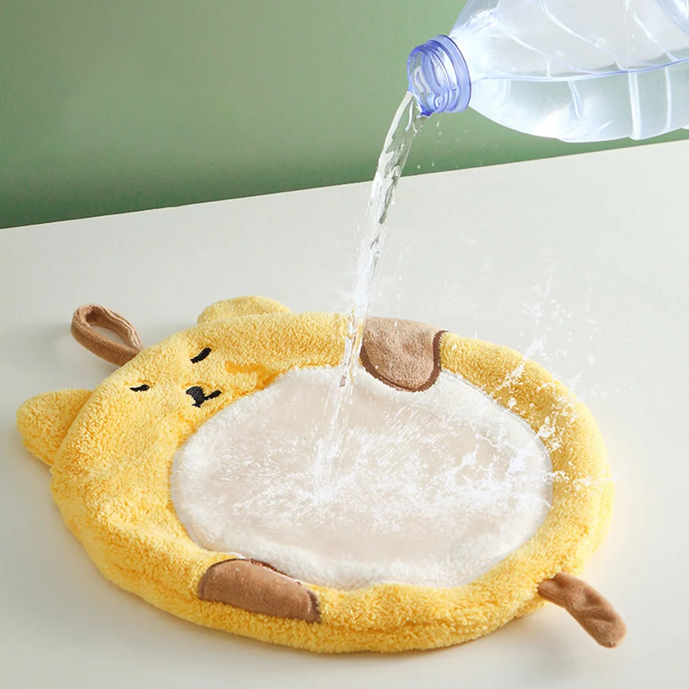 

Cartoon Hand Towel Absorb Water Coral Fleece Puffball Bathroom Quick Dry Soft Surface Washable Long Use Hanging Drain