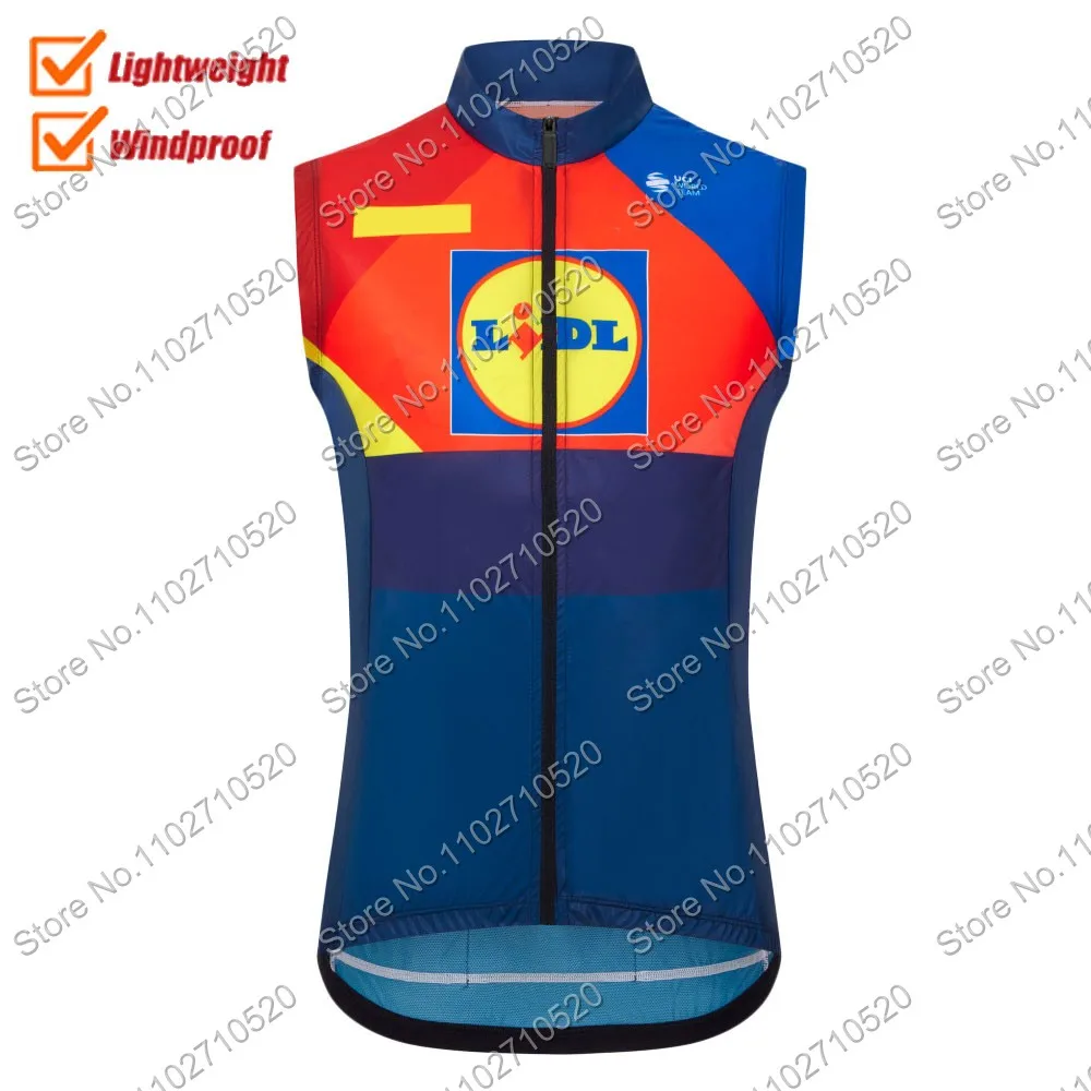 2025 Lidl Wind Vest Windproof France Tour Team Cycling Vest TDF Road Bike Jersey Sleeveless Clothes MTB Maillot Ciclism