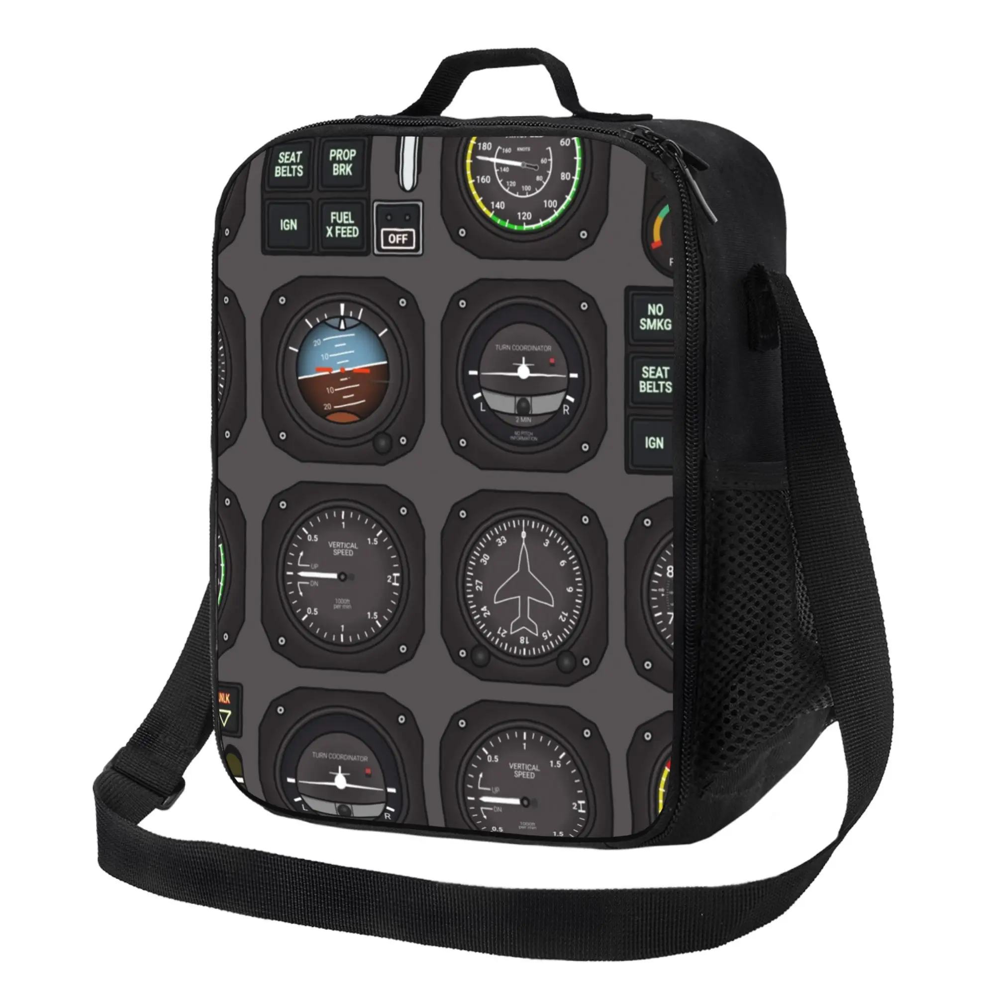 Aviation-Themed Pilot Flight Instruments Tote Bag with Cockpit Instrument Panel Design (VOR/ADF//Altitude/Speed) - Durable Aviat