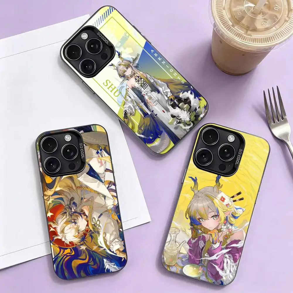 

S-Shu Arknights Phone Case For iPhone 17,16,15,14,13,12,11 Plus,Pro Max,XS,Colorful Silver Phone case Funda Cover