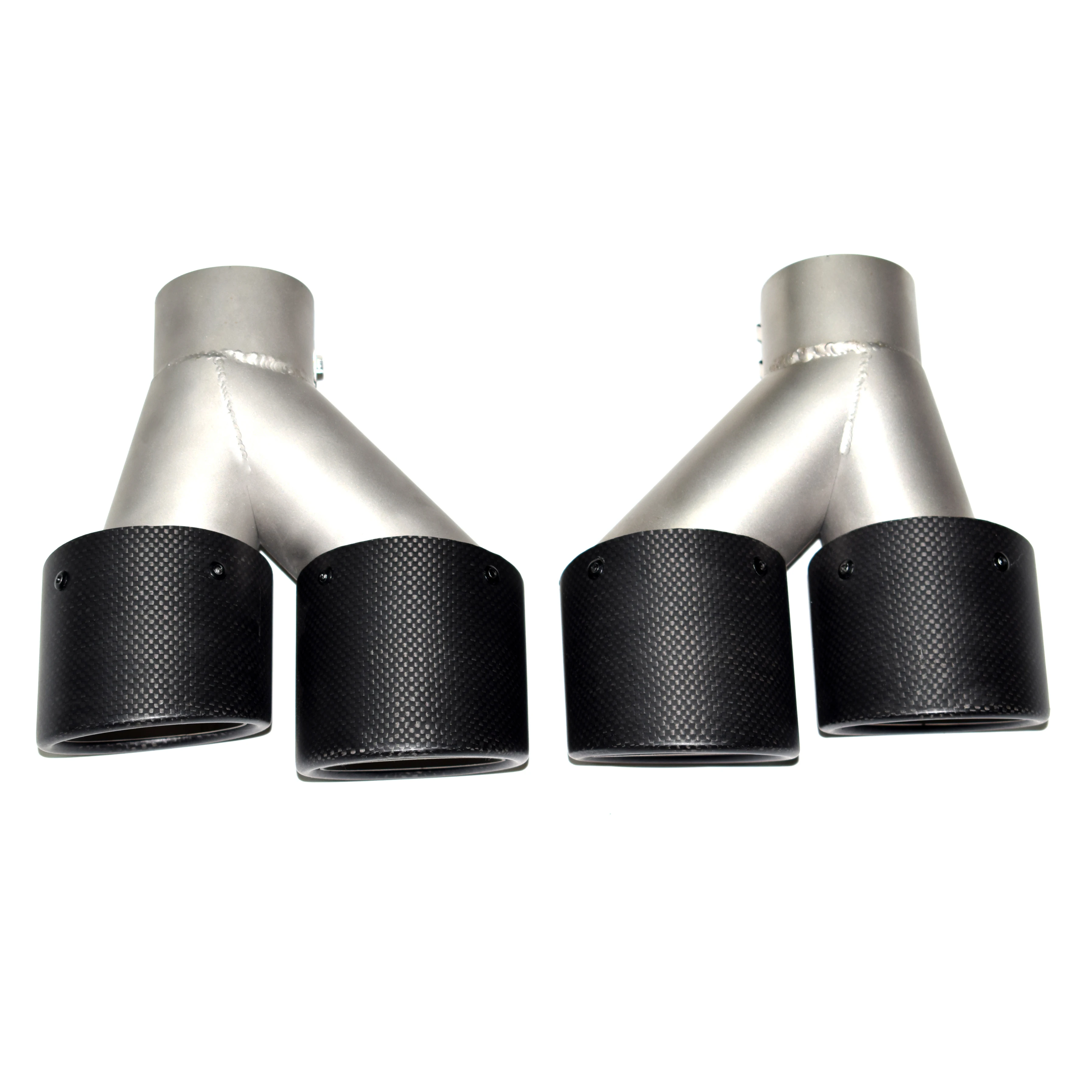 2 PCS Universal คาร์บอนไฟเบอร์ Dual ท่อไอเสีย 51 มม.ปลายท่อไอเสีย