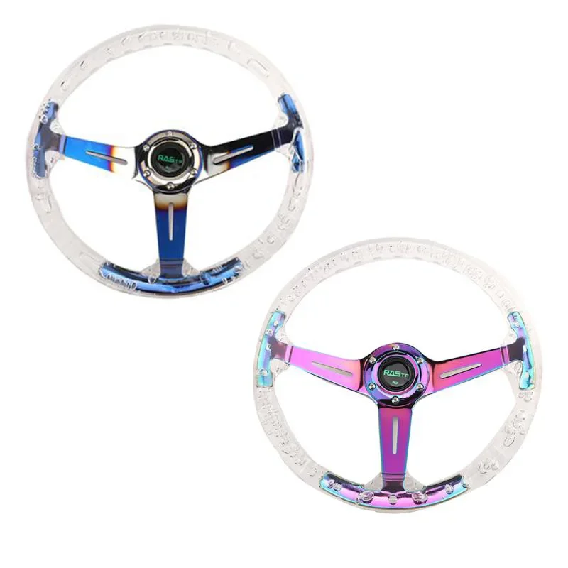 

For Saisika STW029 14inch 6-Spoke Racing Transparent Acrylic Bubble Steering Wheel Cross-Border Car Modification Accessories！！