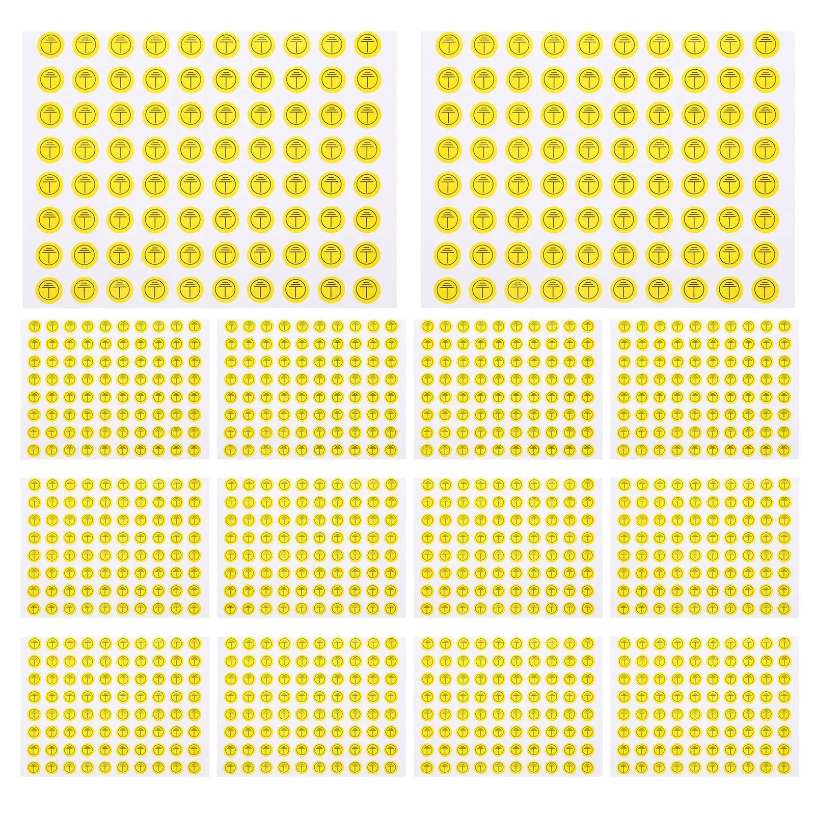 800 Pcs Symbol Electric Panel Labels Stickers 10mm Circular Electrical Warning Labels Safety Signs Traffic Marks