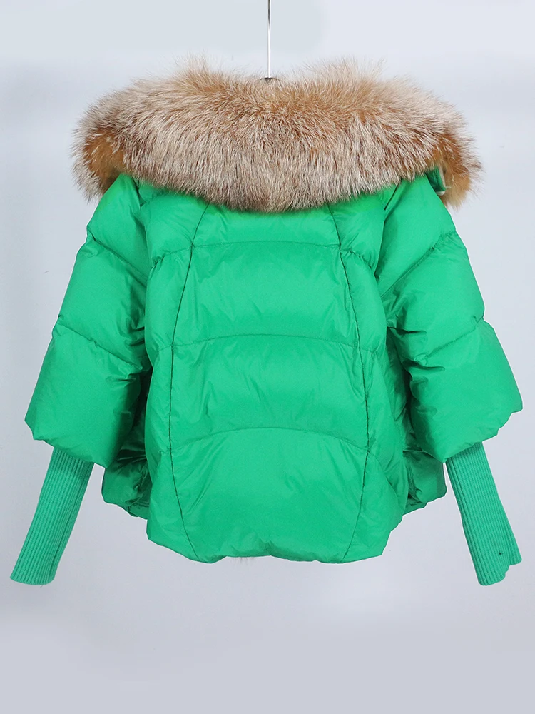 OFTBUY New White Duck Down Jacket Winter Women Warm Loose Coat Natural Real Fox Fur Collar Thick Luxury Outerwear New Fashion