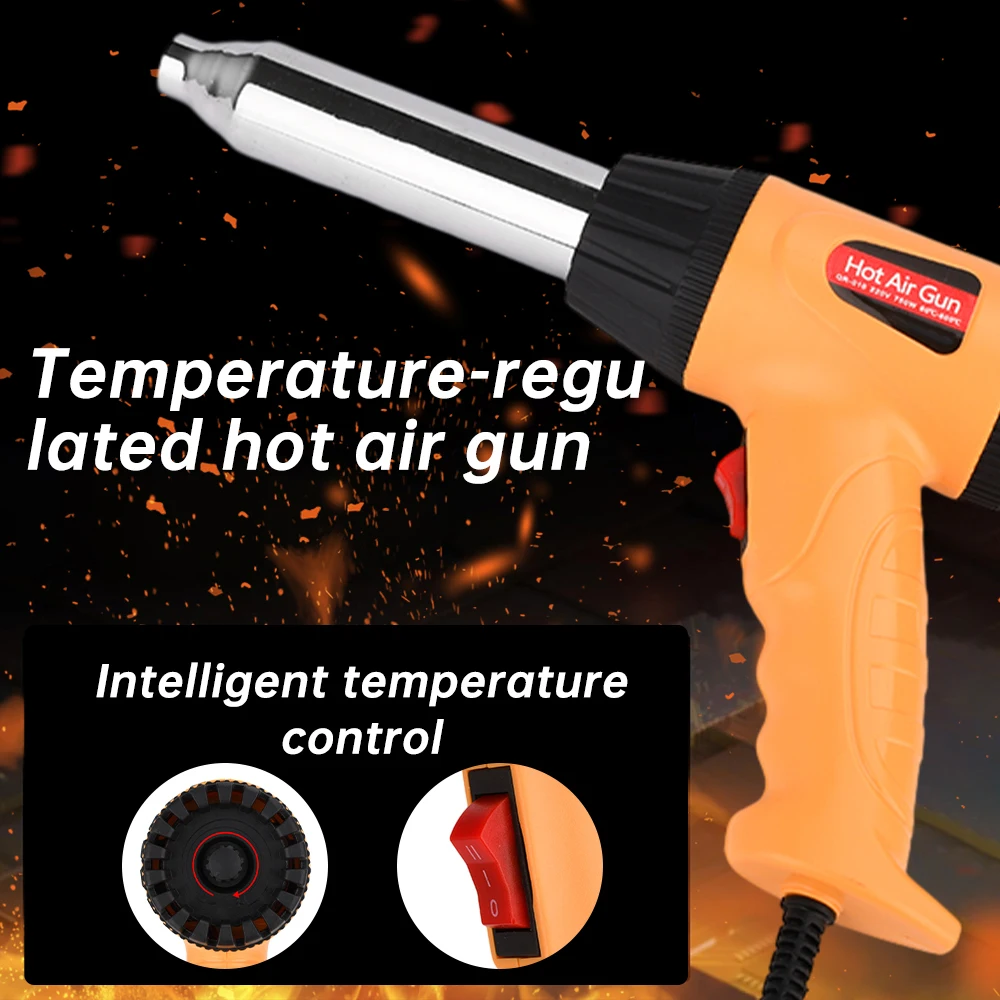 750W Electric Hot Air Gun Heat Gun Temperature Adjustable Welding Gun Auto Plastic Pipe Melting Welding Repair Tool 100-600℃