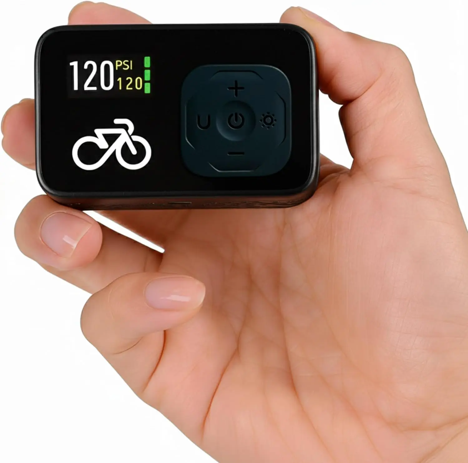 Mini Electric Bike Pump with Digital Gauge, Auto Shutoff, USB-C, 120 PSI for Presta & Schrader Valves