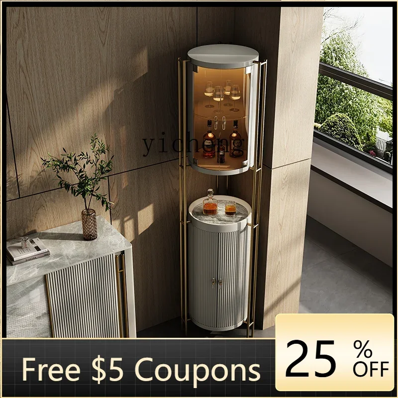 

GZ 3 round wine cabinet display cabinet modern light luxury solid wood corner wall high cabinet
