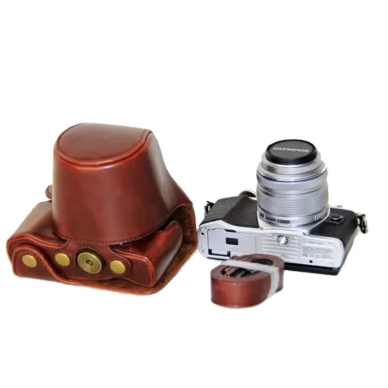 New Pu Leather Camera Case Bag Đối Với Olympus EM10 Mark II EM10 III EM10 II EM10 Mark III Máy Ảnh Bag Bìa Với dây đeo