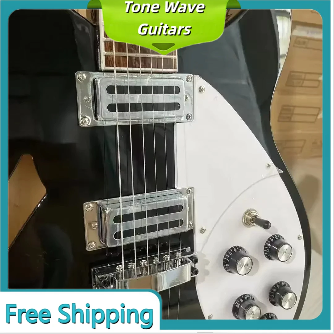 Rickenbacker 330 Electric Guitar Black Mahogany Body White Protective Board Rosewood Fingerboard HH  Pickups Novice Gift