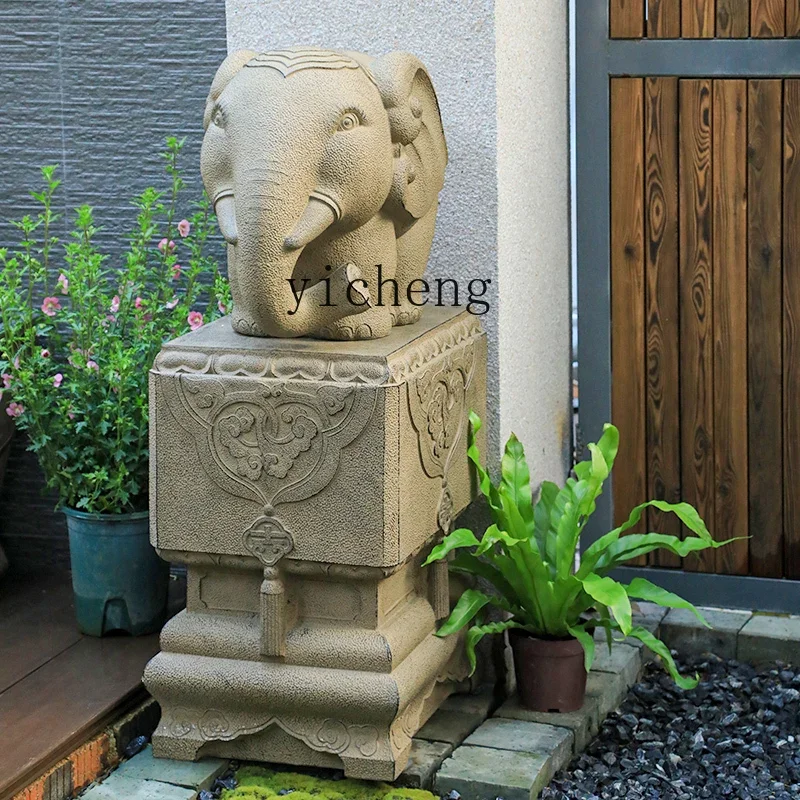L7-15 elephant stone pier ornament outdoor courtyard garden base landscaping decorative door pier