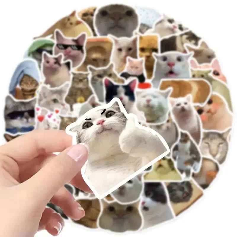 

50pcs Cat Wall Stickers Funny Cat Graffiti Handbook Waterproof Sticker Wall Decals For Luggage Helmet Laptop Phone Art Decor
