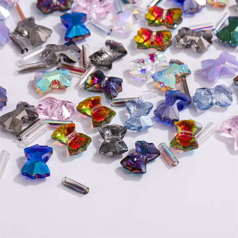 7x10mm High Quality Princess Bowknot Crystal Glass Beads Shiny Color Spacer Beads for Jewelry Making DIY Charm Earring Bracelet