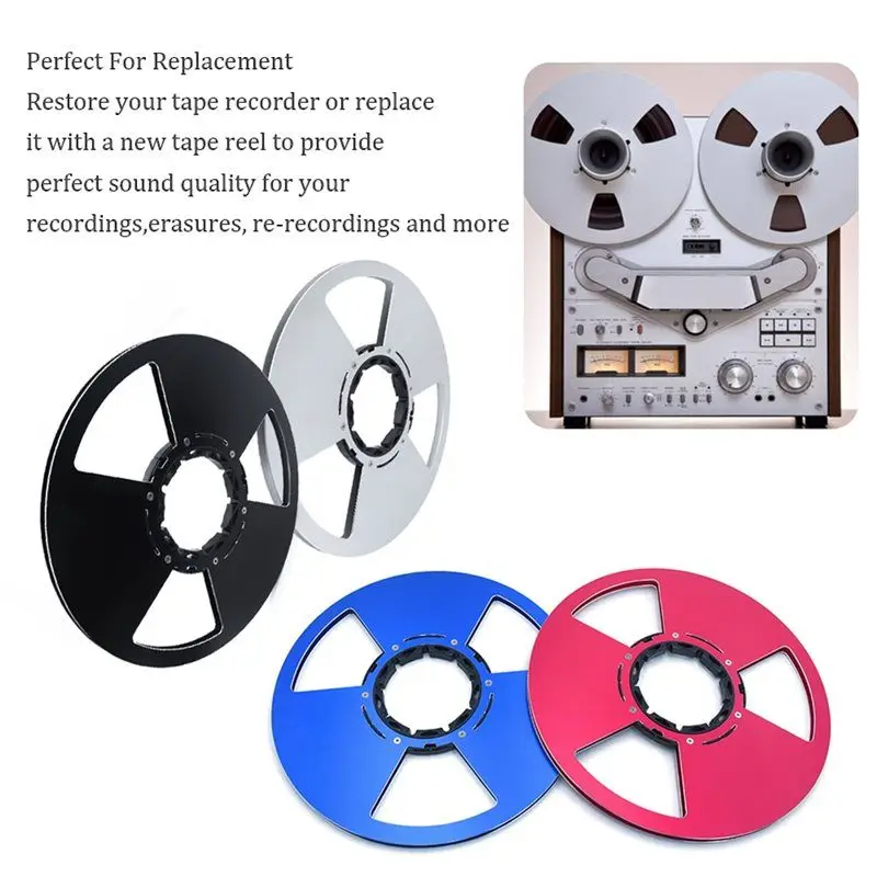 N34R-Edge Polished Aluminum 10 Inch 3 Holes Empty Take Up Reel For Reel Hub For Tape Reel For Tape Recorder Sliver