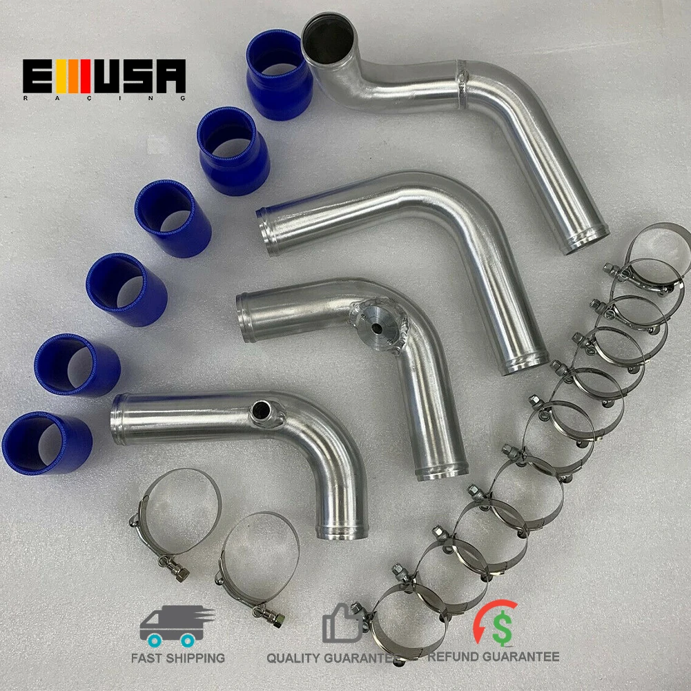 Emusa Intercooler Pipes Charge Pipe Kit+ Aluminum Pipings+ Silicone Hose Fit for 2001 2002 2003 2004 2005 2006 Audi