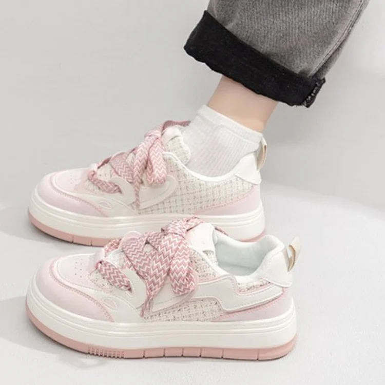 Pink Green Sneakers Casual Platform Sneakers Women Kawaii College Style Retro Vulcanized Shoes Women Korean Fashion Designer