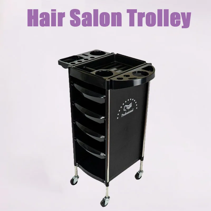 Salon Hair Trolley, Rolling Multi-Tier Storage Cart for Perm & Styling, Barber Tool Organizer with Rods & Racks for Beauty Shop