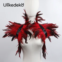 Feather Shawl Shoulder Cape Gothic Clothes Women Stage Showgirl Dance Halloween Party Cosplay Accessories Feather Fake Collar