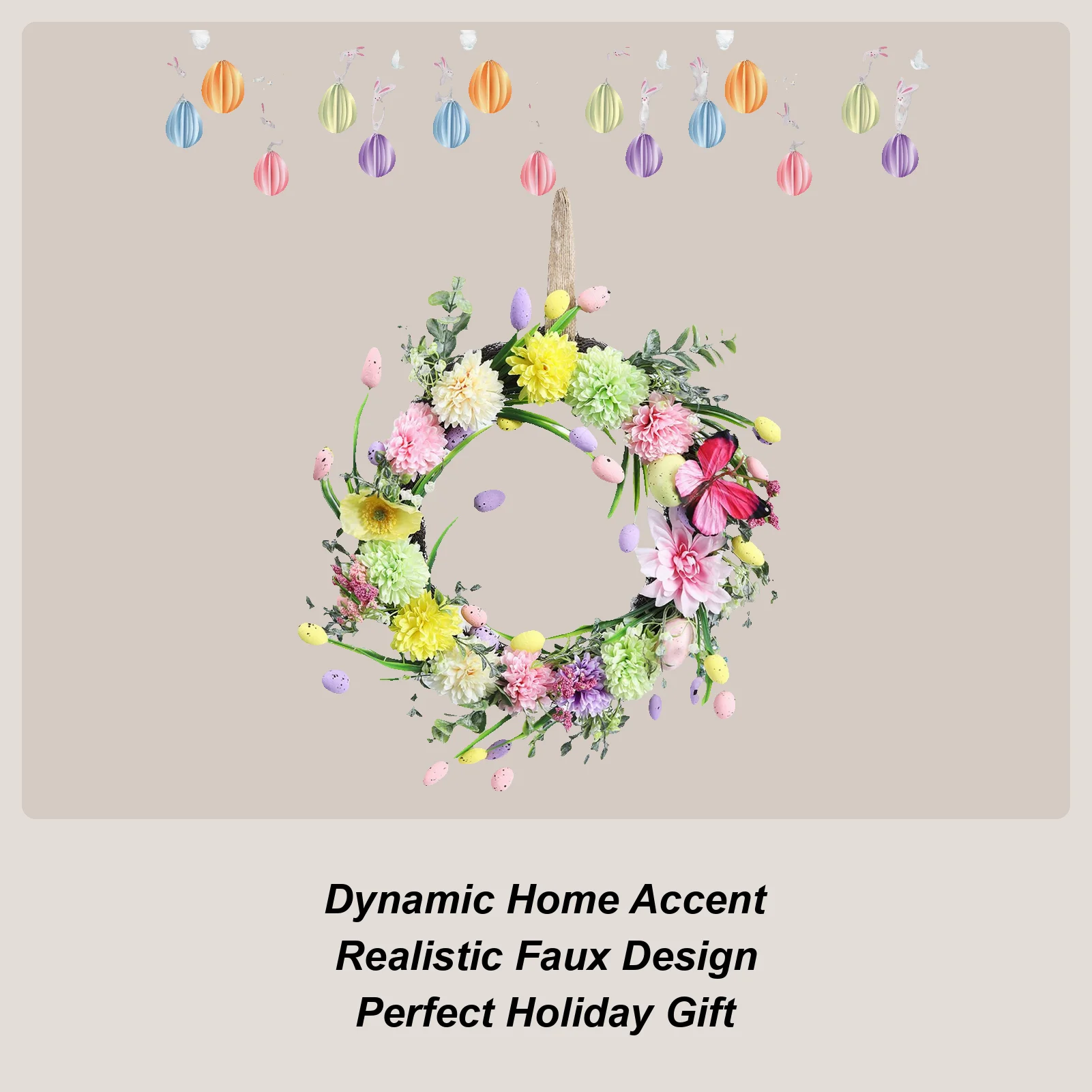 

Праздничный пасхальный цветочный венок 40 см для входной двери, гирлянда для встречи гостей, для семьи, друзей, взрослых, мужчин, женщин, для дома и стен