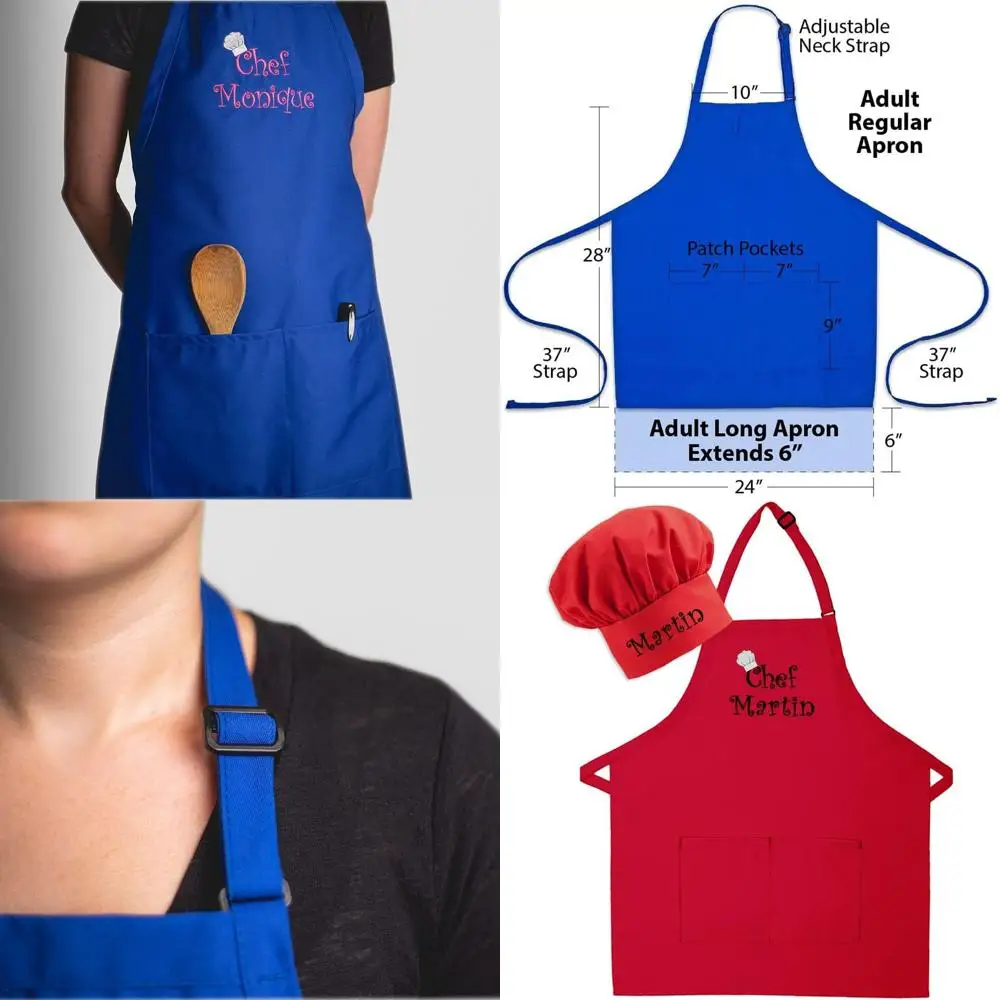 

Custom Embroidered Adult Apron & Hat Set for Men & Women - Perfect for Mother's Day, Kitchen, BBQ, and Grilling