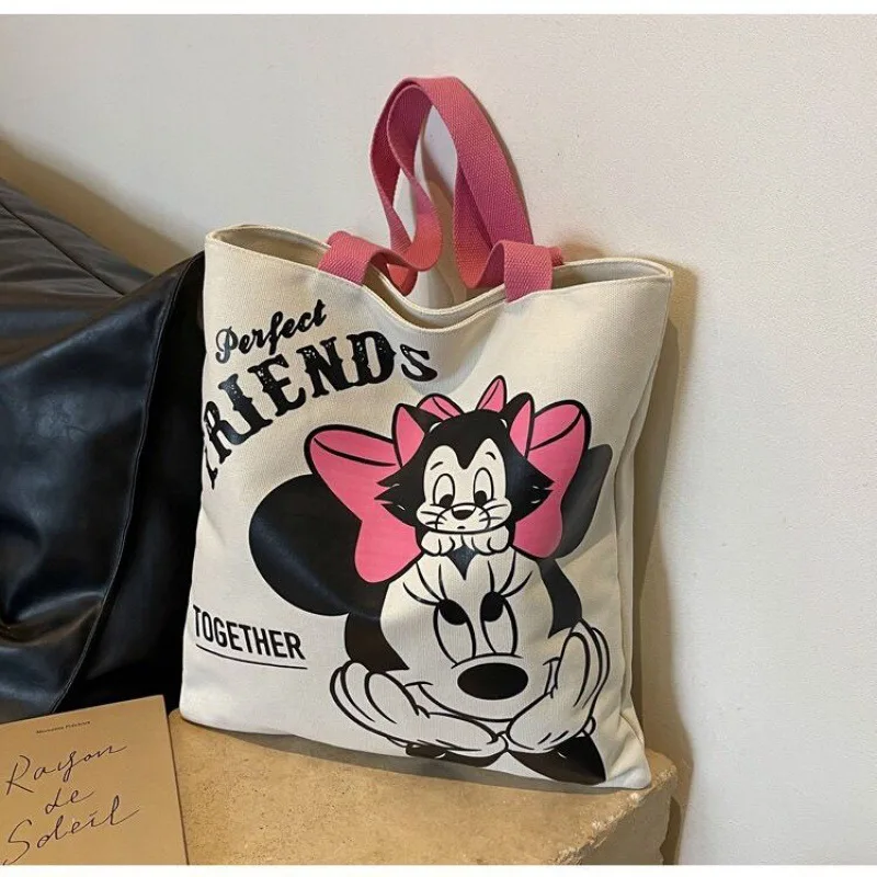 Disney Torba płócienna Kobieta Kreskówka Minnie Wszechstronna torba na ramię Książka o dużej pojemności Trzymająca torebkę do pracy w klasie