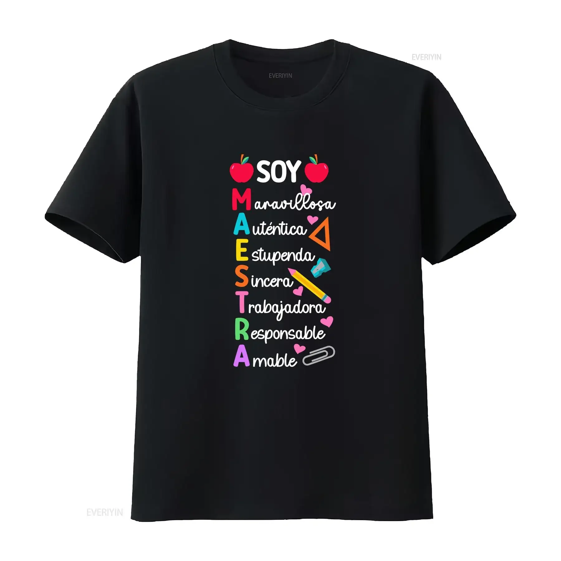 Soy Maestra De Espa ol Spanish Teacher Bilingual T Shirt men and women can wear black white creative gift vintage Washed