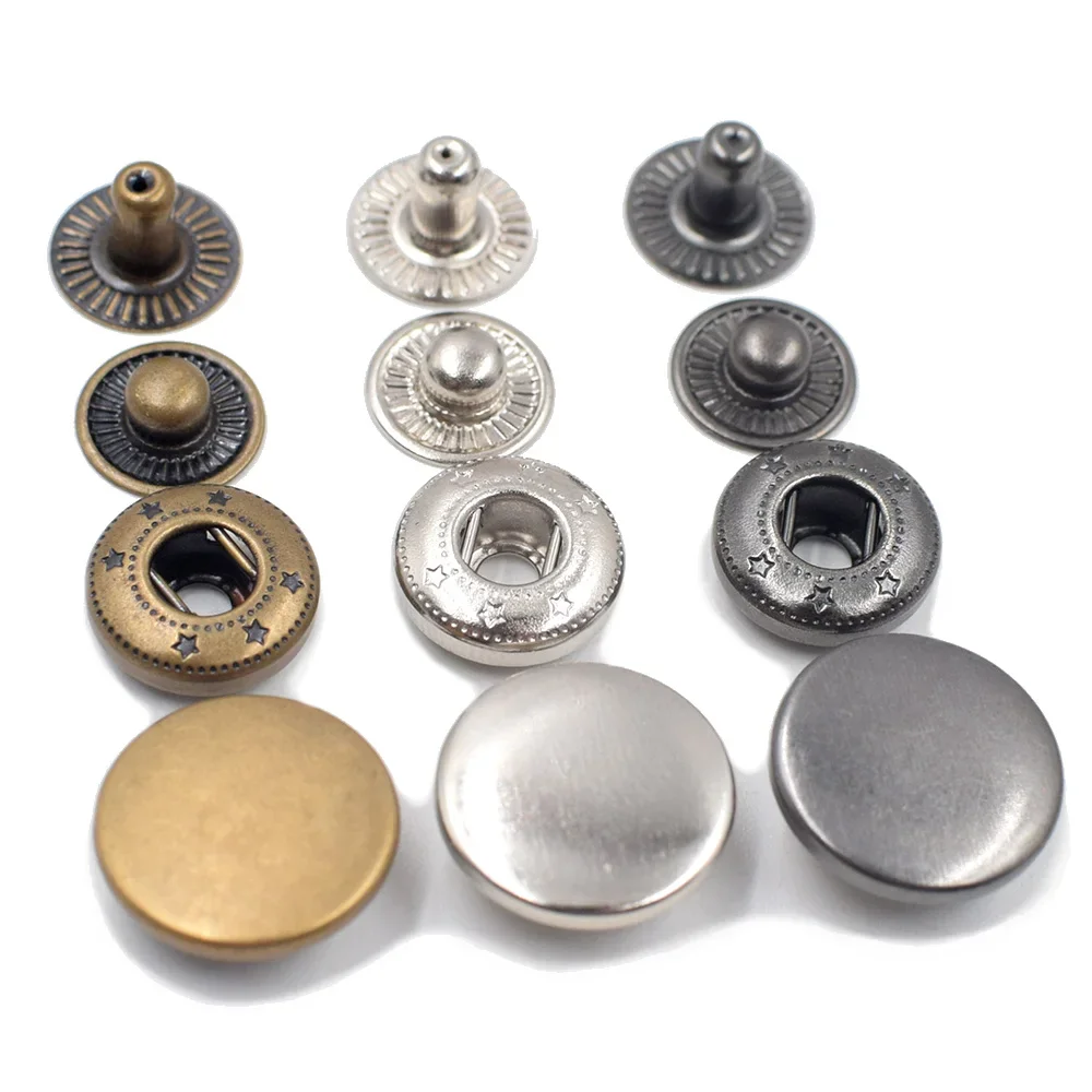 20sets brass S-Spring pression buttons with 3in1 toolkit ,pucher & hammer sticks for metal snaps fastener DIY bulk accessories