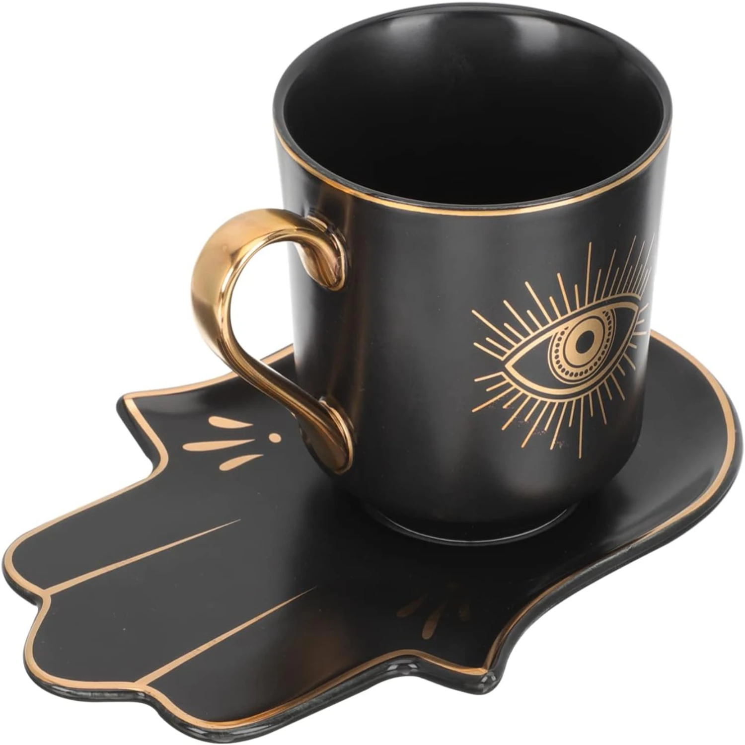 

Vintage Ceramic Evil Eye Coffee Cup and Saucer Set - Lucky Protection - Turkish, Arabic, Greek Style - Perfect for Various Drink