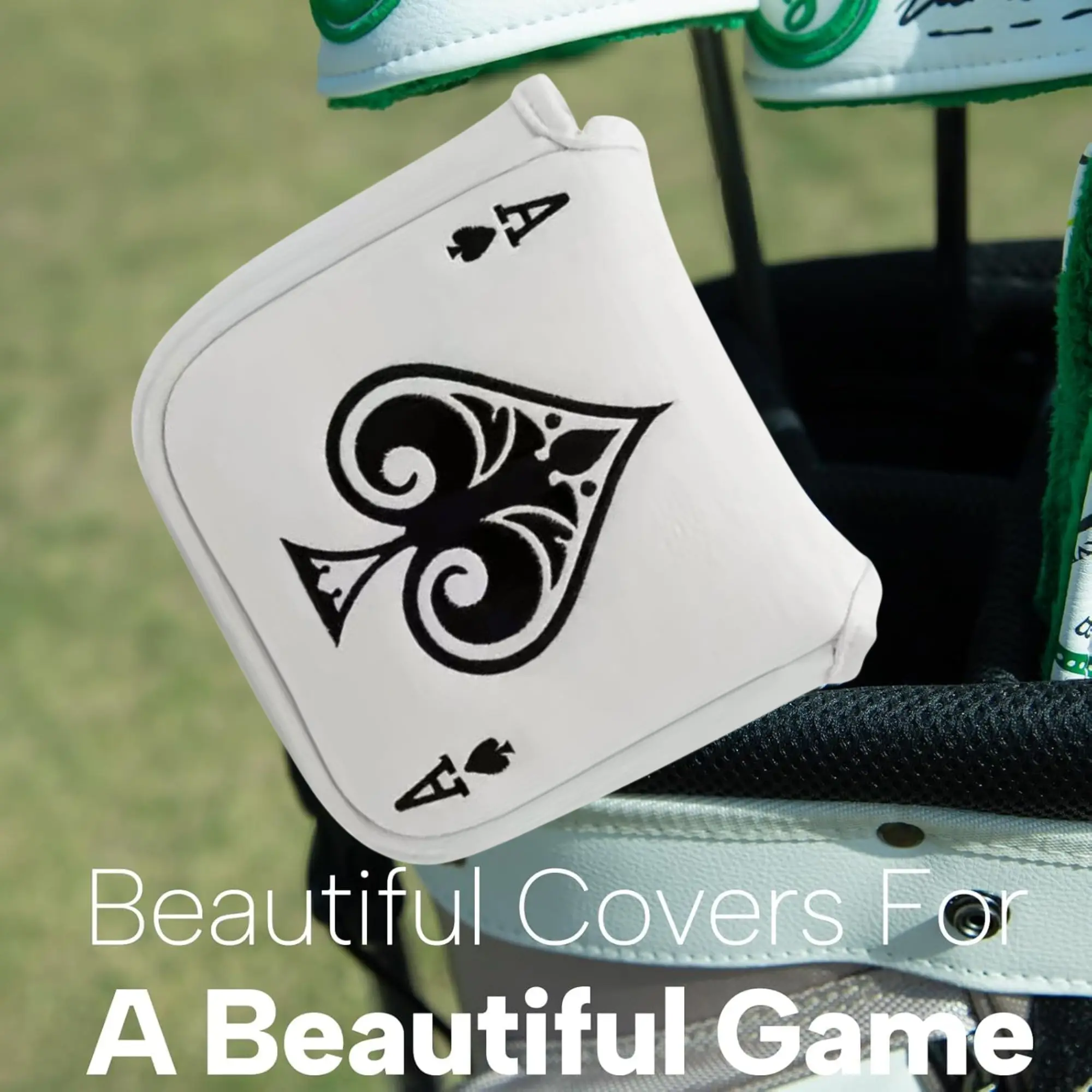 Golf Poker Ace White Mallet Putter Cover Funny Golf Mallet Putter Cover  ,Great Christmas Golf Accessories for Men Golfers Dad image 5